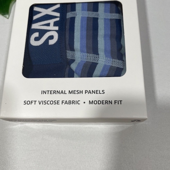 NIB SAXX [ Small XL ] Vibe Modern Fit Stretch Boxer Briefs Blue Stripe‎ - Picture 5 of 16